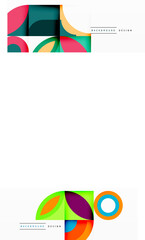 A vibrant geometric background featuring circles and squares in electric blue shades on a white canvas, perfect for brand logos or art projects