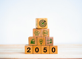 Net zero by 2050. Reduce CO2 emissions, carbon dioxide reduction, limit climate change, global...