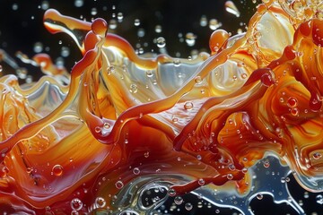 Close-up of sparkling water bubbles against a dark, mysterious backdrop, creating a mesmerizing visual display.