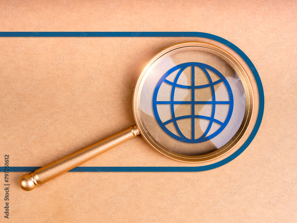 Poster internet online data searching, worldwide information on web browser networking concept. blue digita