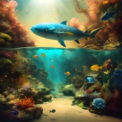 fish in aquarium universe of aquatic  - obrazy, fototapety, plakaty