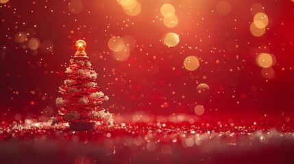 Fototapeta na wymiar abstract red christmas decoration background with snowflakes and geometrical shapes. particles sprinkles holiday celebration new year. shiny lights. wallpaper background. Generative AI