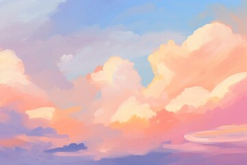 Holographic sunset sky and cloudy backgrounds painting outdoors.