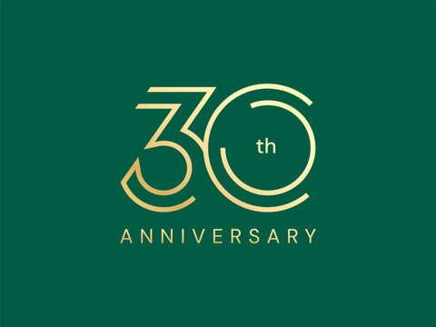 30th Anniversary luxury gold celebration with double lines Analysis logo typography vector design concept. Thirty Years anniversary gold logo template for celebration event, invitation, business, web.