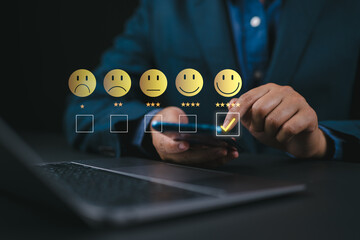 Customer Satisfaction Survey Concept, Users Rate Service Experiences On Online Application,...