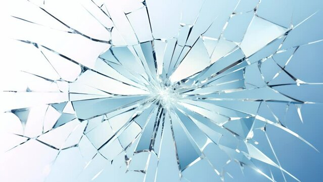 Broken cracks glass fracture effect texture isolated abstract blue background