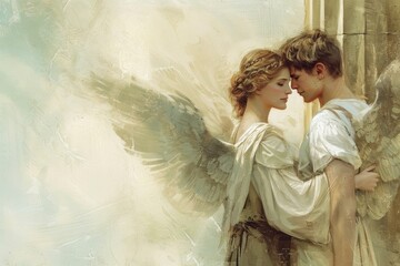 Couple painting angel adult.