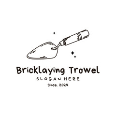 Bricklaying Trowel Retro Vintage Line Art Logo Design