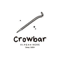 Crowbar Retro Vintage Line Art Logo Design