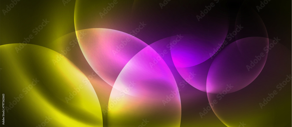 Aufkleber a vibrant violet and magenta circle with hints of electric blue on a dark liquid background, creatin