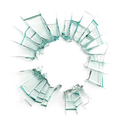 Glass shards shattered isolated on transparent png.	