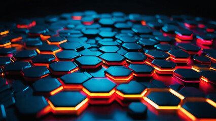 Obraz premium abstract background with hexagons light cyberpunk