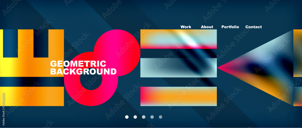 Poster a font logo displayed on an electric blue background with geometric shapes, creating a modern and st