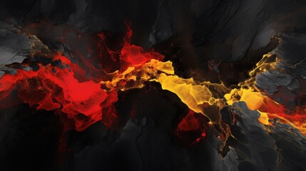 a red and yellow liquid in a black background