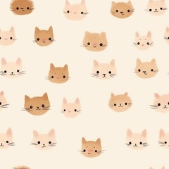 Brown cat heads pattern mammal animal.