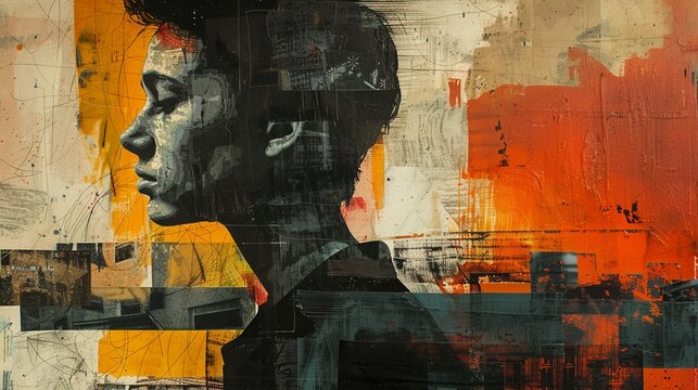 Introspective views, layered character study, candid portrait collage , Ideogram