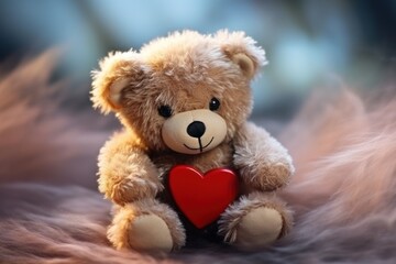 Fototapeta premium a teddy bear holding a heart