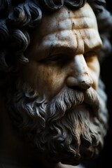 a close up of a statue
