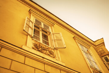 Facade of historic building in the city of Szekesfehervar.Hungary