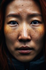 a close up of a woman's face