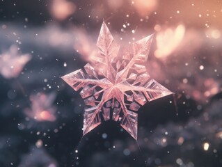 a snowflake on a glass surface