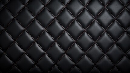 a black leather upholstery with red stitching