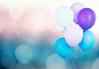 Bunch colorful balloons bokeh background