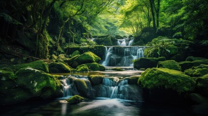 Obraz premium a waterfall in a forest