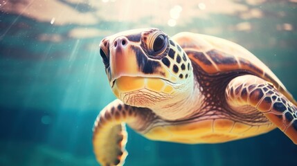 a turtle swimming in the water