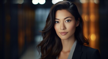 Fototapeta premium a woman with long hair and a dark haircut