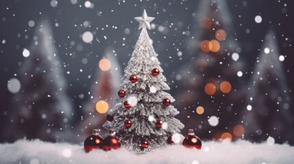 Fototapeta na wymiar a small christmas tree with ornaments