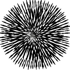 Black round drawn with a brush, of circular shapes of effect isolate on transparent png.