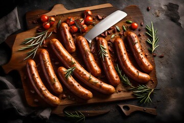 Roasted Bavarian sausages with rosemary