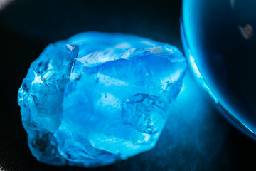 quartz gem detail in blue light
