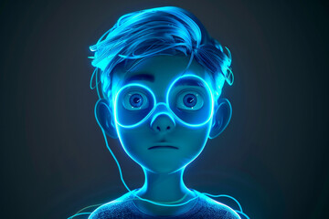 Obraz premium 3d game character cartoon portrait glow effect 