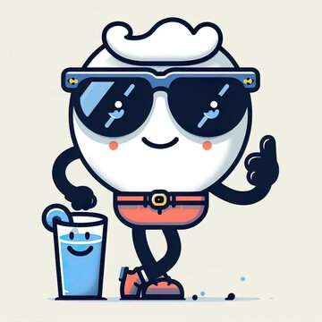 Eine minimalistische coole Vektor-Comicfigur als Sticker