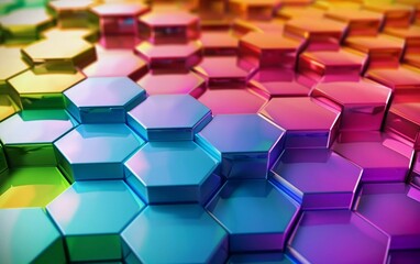rainbow colors hexagons modern background 3d rendering very beautiful 3d illustration