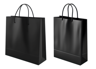 isolated black shopping bag in set of two