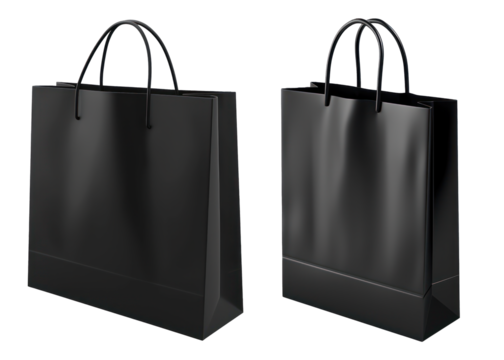 isolated black shopping bag in set of two