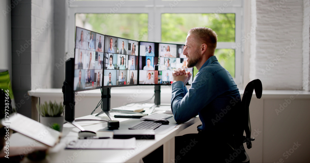 Wall mural Video Conference Call