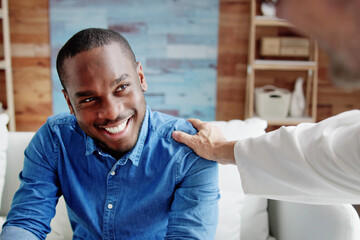 Male psychiatric nurse providing care