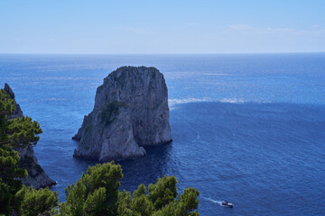 The coastline of the island of Capri from Belvedere Tragara, with a view of the 