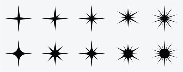 sparkle icons collection. Set of star shapes. Abstract cool shine effect sign vector design.