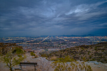 The lights of the City of Phoenix, Arizona at dusk. Photo taken from South Mountain.