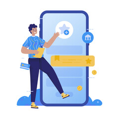 Net banking add to favorite transaction illustration