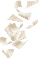 Flying white paper sheets