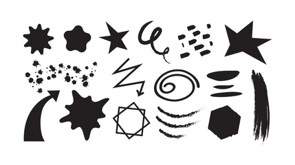 Set of abstract hand drawn, doodle shapes vector illustration