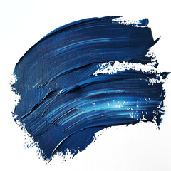 Dark blue ink brush stroke, Cerulean blue brush splashes isolated on transparent png.	