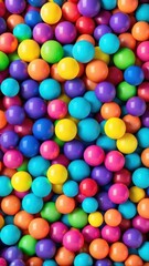 Obraz premium Many rainbow gradient random bright soft balls background. Colorful balls background for kids zone or children's playroom. Huge pile of colorful balls in different sizes.