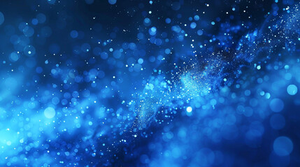 Cobalt blue particles glide through a hazy background - obrazy, fototapety, plakaty